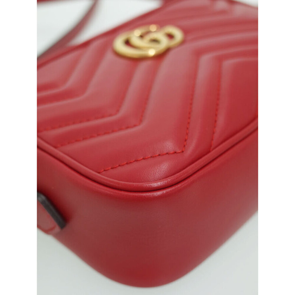 Gucci Quilted GG Marmont Shoulder Bag Red - Picture 9 of 9